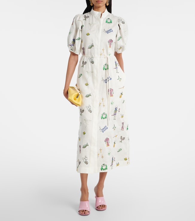 Alémais Play embroidered linen shirt dress
