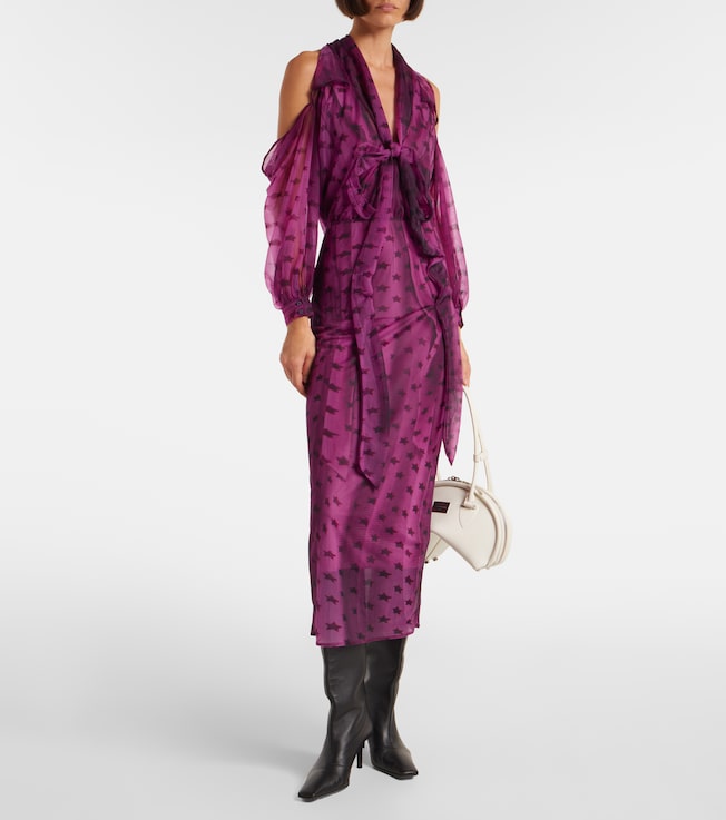 Acne Studios Cutout printed semi-sheer midi dress
