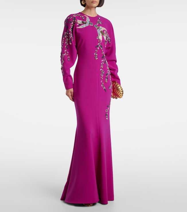 Costarellos Marla crystal-embellished crêpe gown