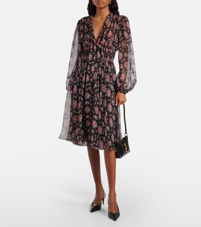 Dolce&Gabbana Floral shirred silk midi dress