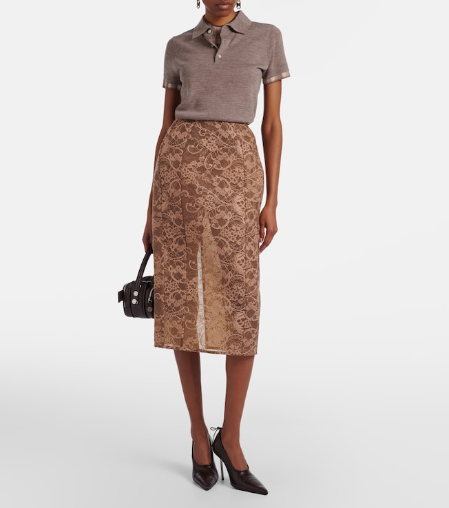 Acne Studios Floral lace midi skirt