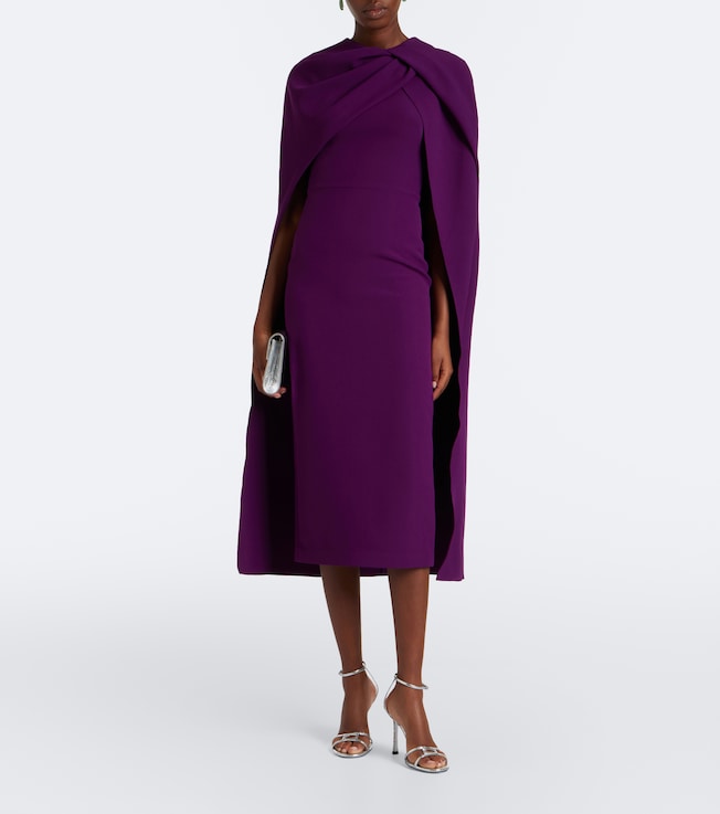 Safiyaa Oria caped crêpe midi dress