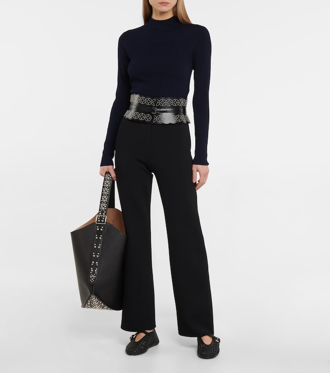 Alaïa Ribbed-knit wool-blend top