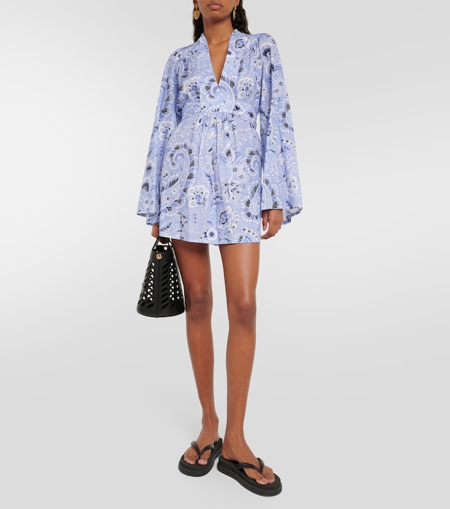 Etro V-neck printed cotton-blend minidress