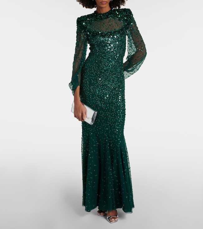 Jenny Packham Embellished tulle gown