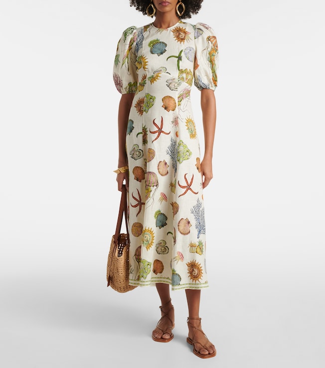 Alémais Sea linen midi dress