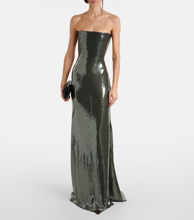 Alex Perry Sequined corset gown
