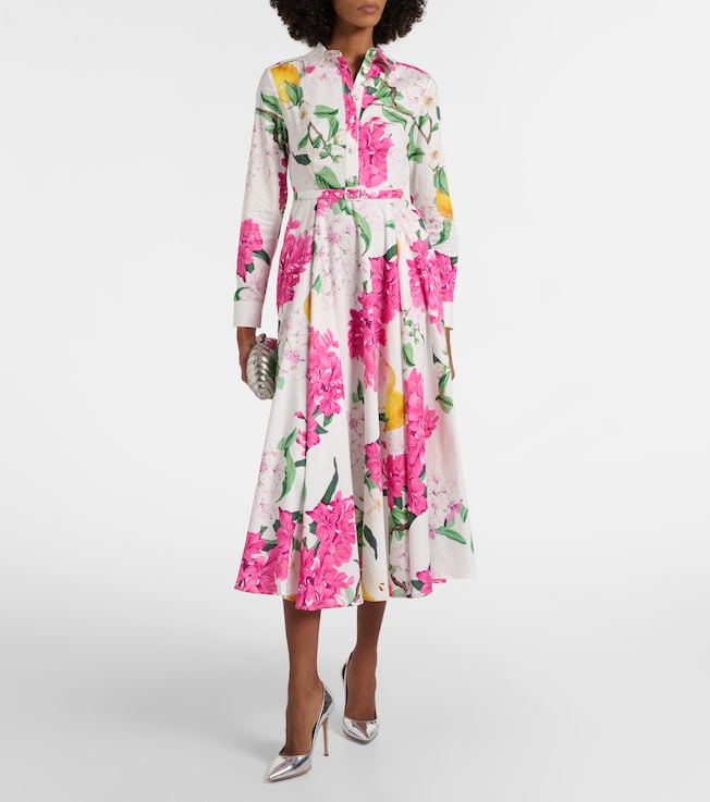 LEO LIN Zara belted printed cotton midi dress
