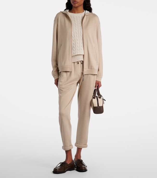 Brunello Cucinelli Monili cotton and silk-blend hoodie