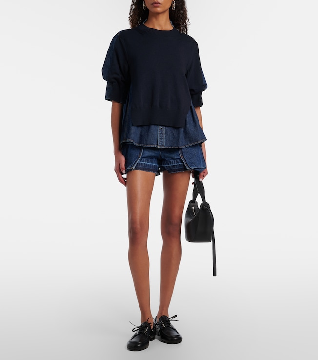 Sacai Belted denim shorts