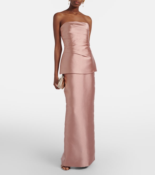 Solace London Lucille strapless satin gown