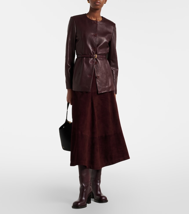NOUR HAMMOUR Nour Hammour Opera leather midi skirt