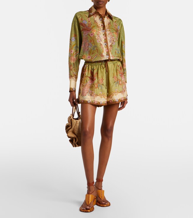 Zimmermann Indra printed silk shorts