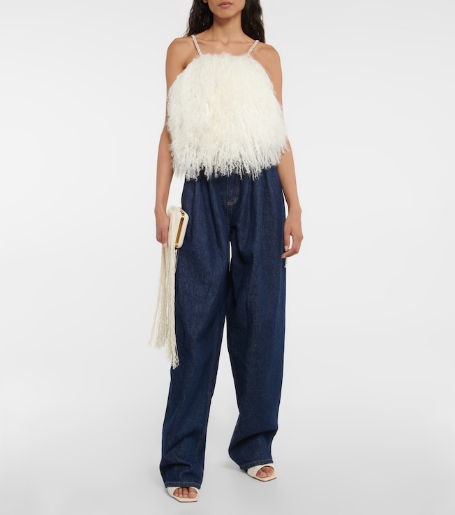 Magda Butrym Crystal-embellished shearling top