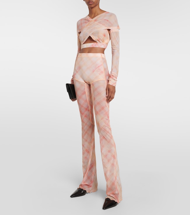 KNWLS Checked high-rise flared leggings