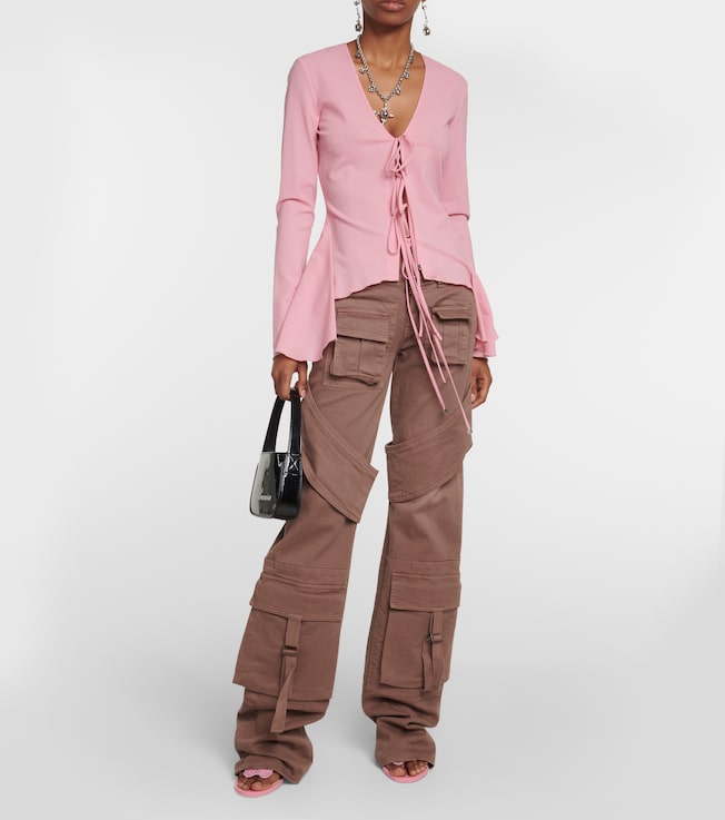 Blumarine Ruffled tie-front wool-blend blouse