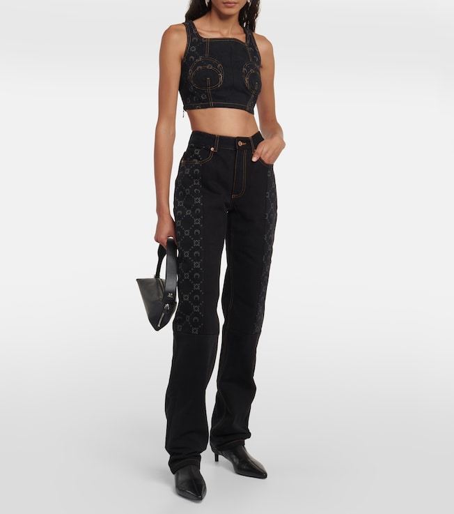 Marine Serre Regenerated cropped denim bustier