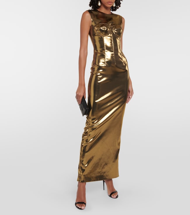 Dolce&Gabbana Foiled satin maxi dress