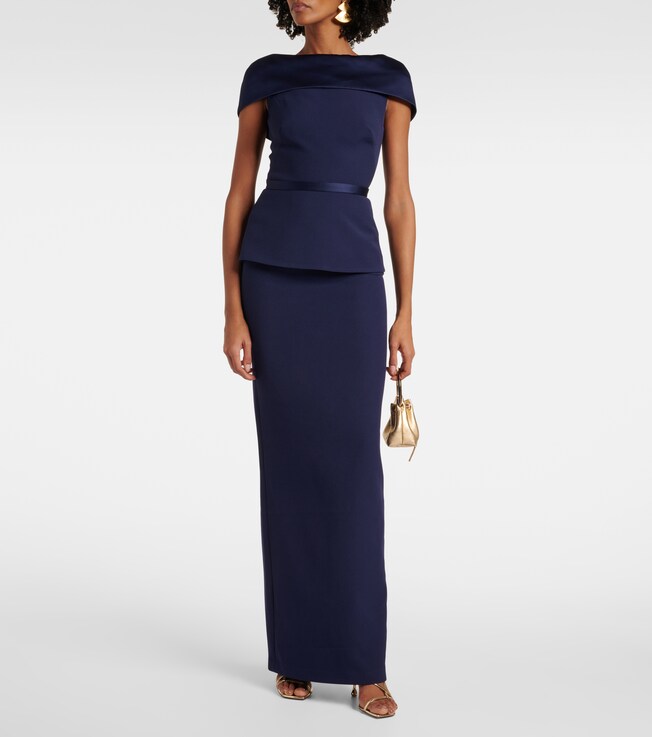 Safiyaa Rella draped peplum heavy crêpe midi dress