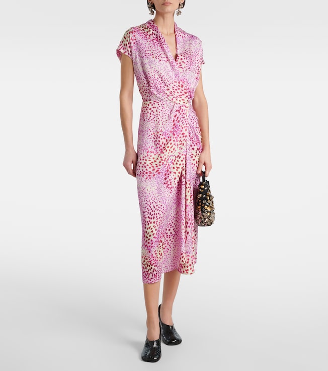 Dries Van Noten Printed satin midi dress