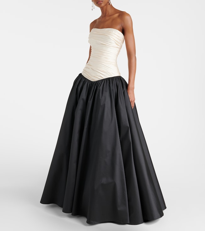 MARMAR HALIM Strapless mikado and taffeta gown