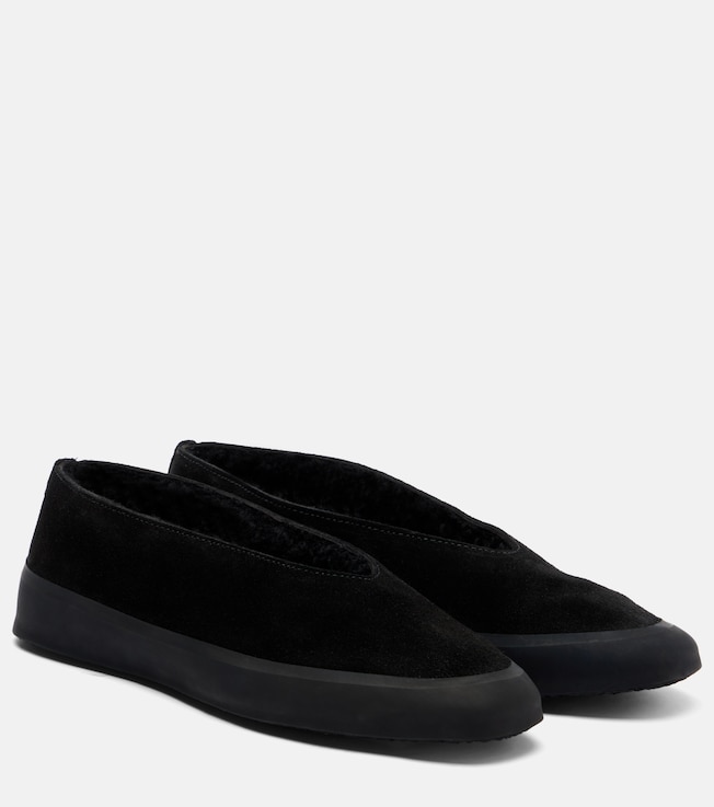LE MONDE BERYL Apres Ski shearling-lined suede ballet flats
