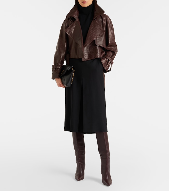 NOUR HAMMOUR Hatti croc-effect leather jacket
