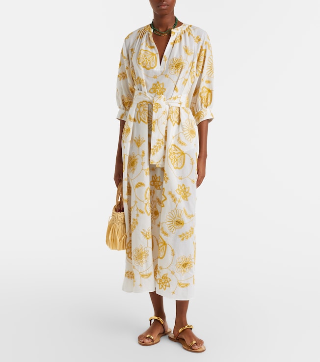 Eres Anjana embroidered cotton-blend midi dress