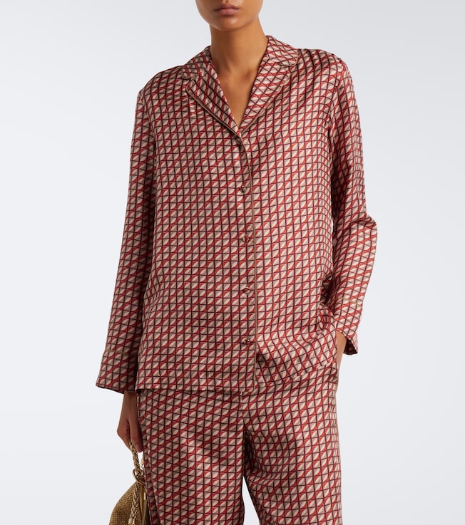 S Max Mara Printed silk twill pajama shirt