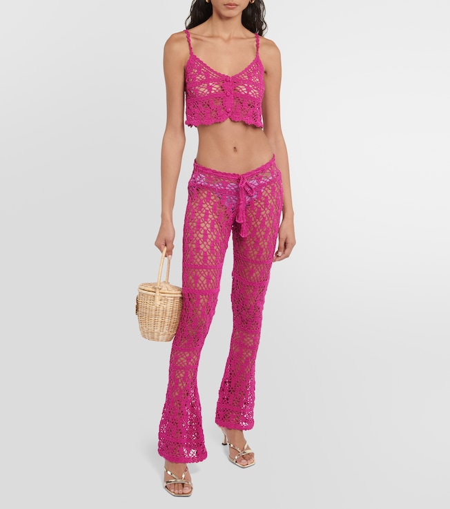 Anna Kosturova Bianca crochet flared cotton pants