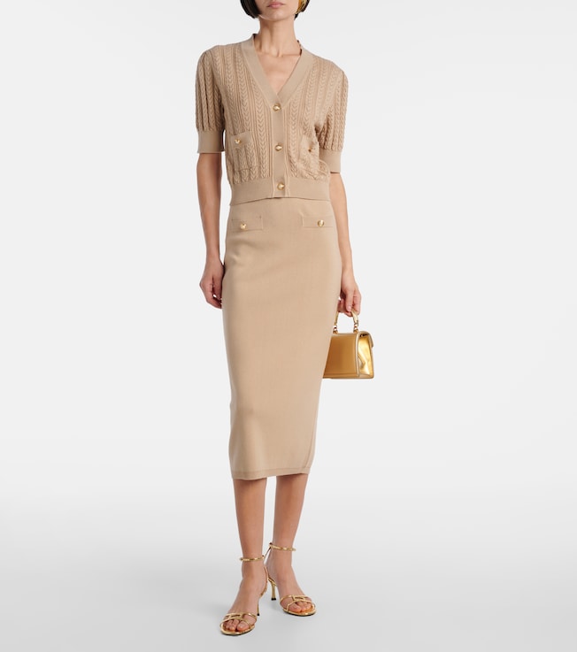 Alessandra Rich Pointelle cotton and cashmere cardigan