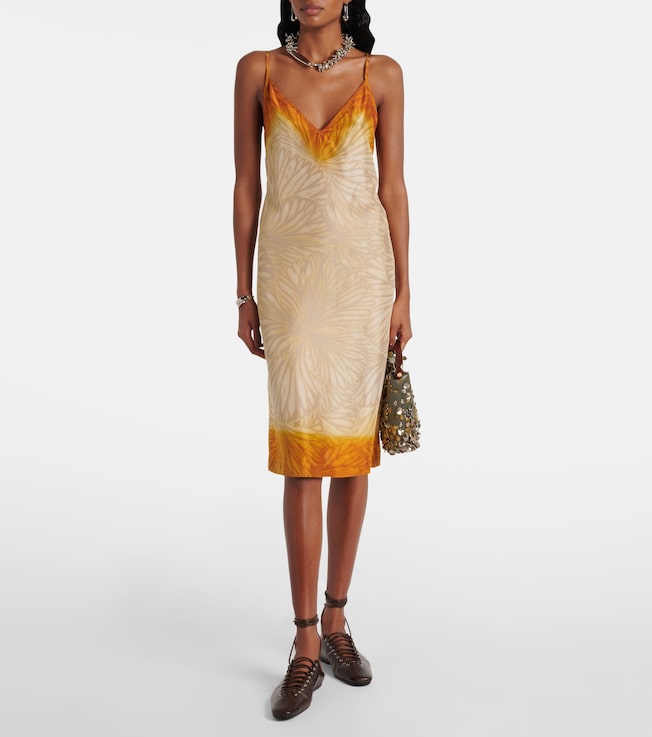 Dries Van Noten Printed ombré silk slip dress