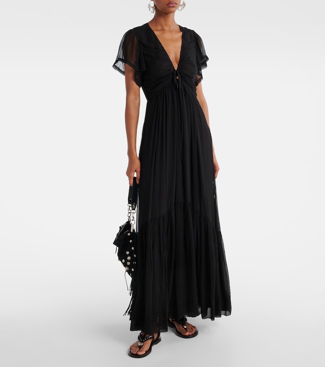 Isabel Marant Agathe gathered silk maxi dress