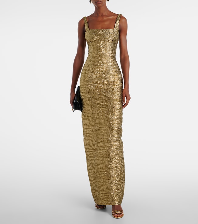 Emilia Wickstead Micheline metallic-effect seersucker gown