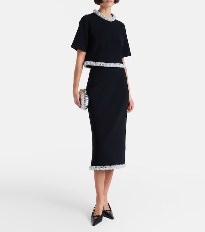 SIMKHAI Idina embellished knitted pencil skirt
