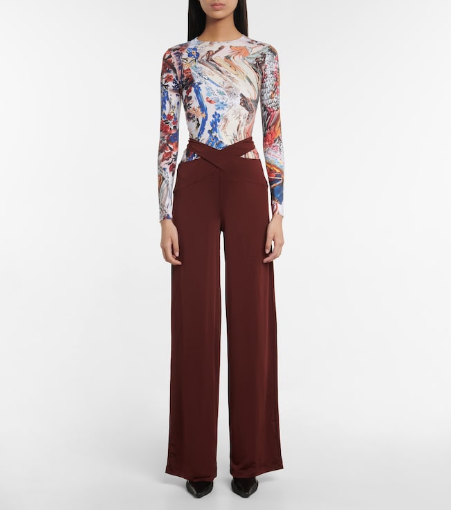 Marine Serre Cutout jersey wide-leg pants