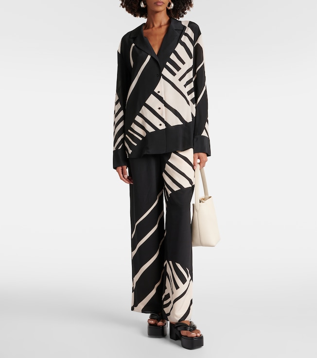 SIR. Printed mid-rise silk wide-leg pants