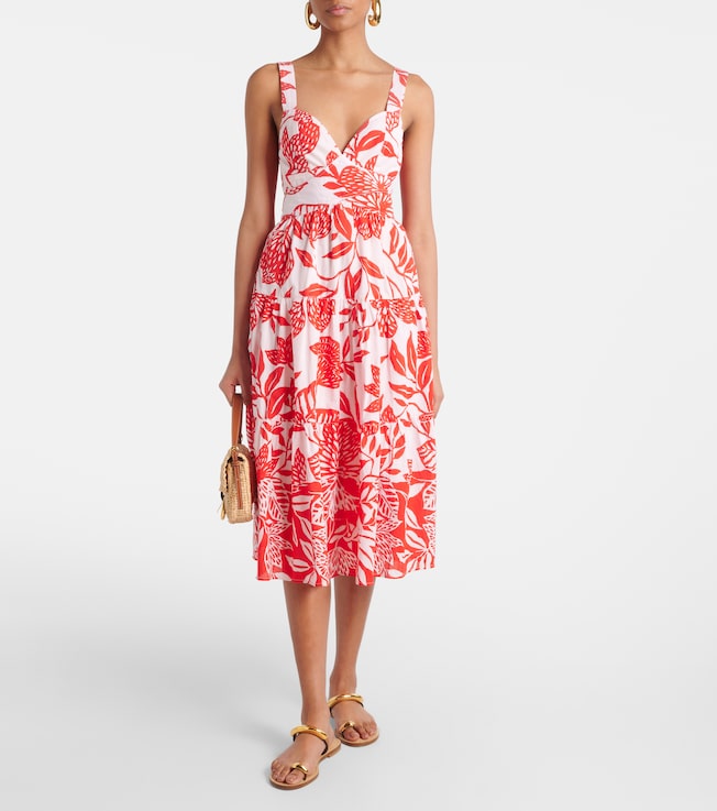 Poupette St Barth Coco floral cotton midi dress