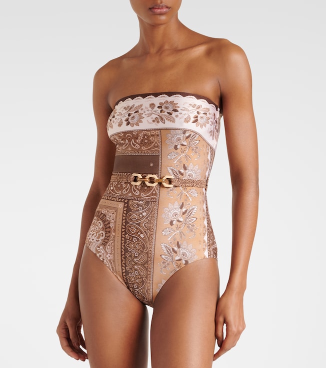 Zimmermann Lucky embellished printed swimsuit