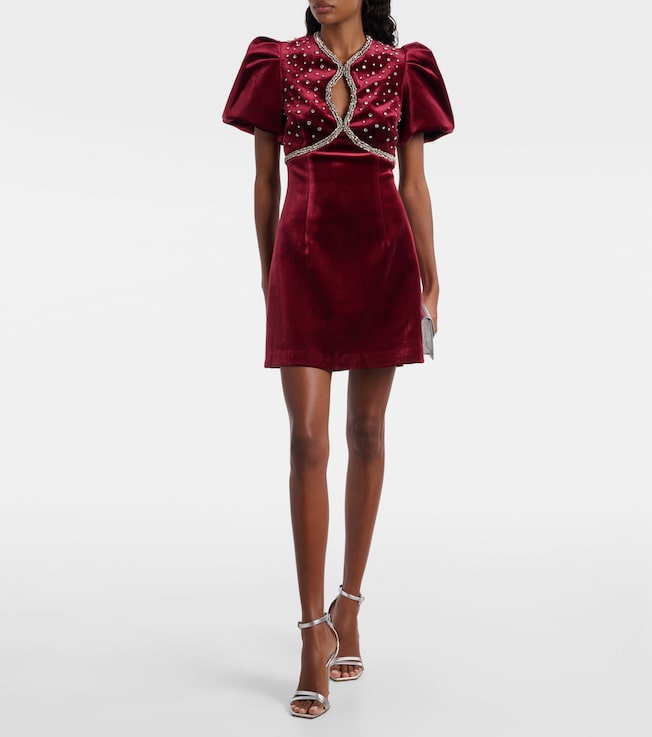 Rebecca Vallance Edwiena embellished velvet minidress