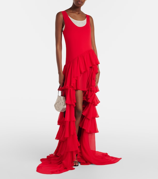 Xu Zhi Tiered asymmetric maxi dress