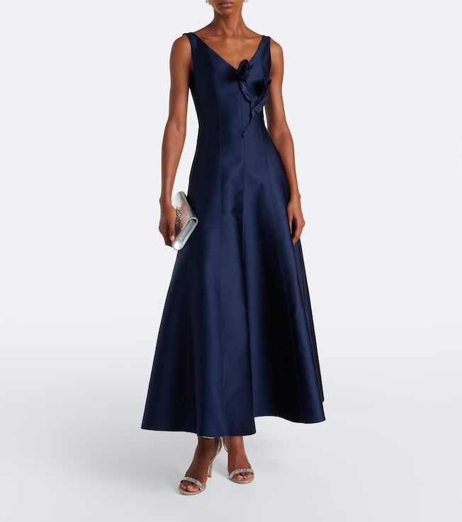 Roland Mouret Floral-appliqué taffeta maxi dress