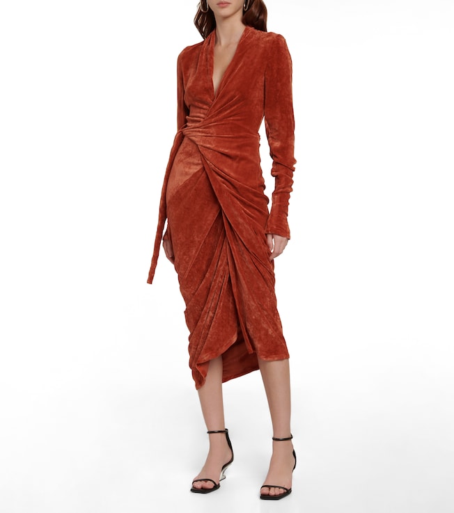 Rick Owens Velvet wrap midi dress