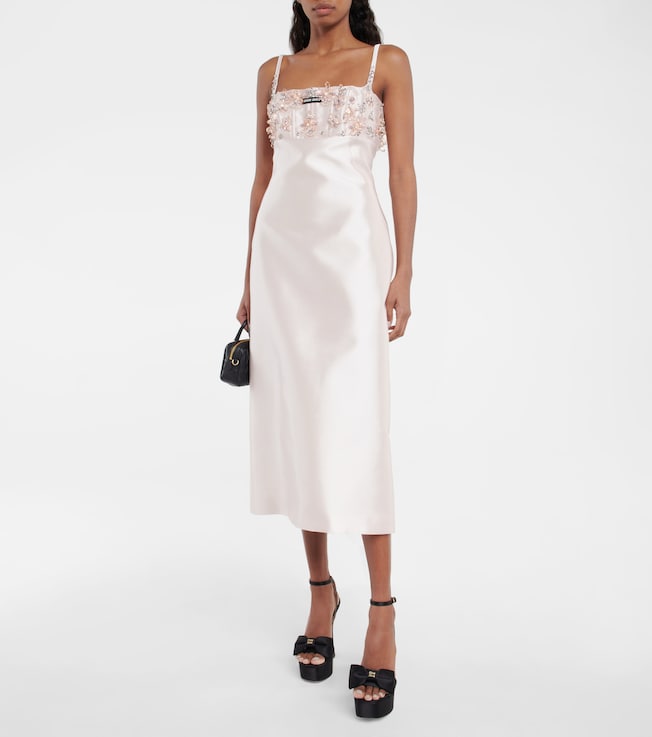 Miu Miu Embellished silk and wool midi dress