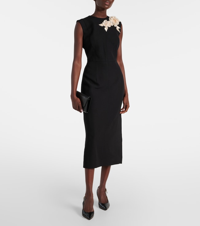 Erdem Asymmetric wool midi dress