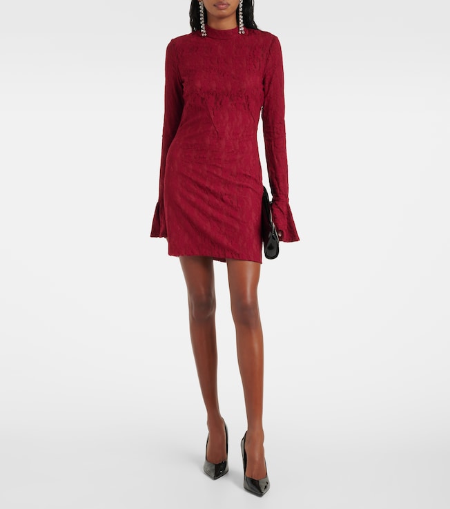  Open-back lace minidress