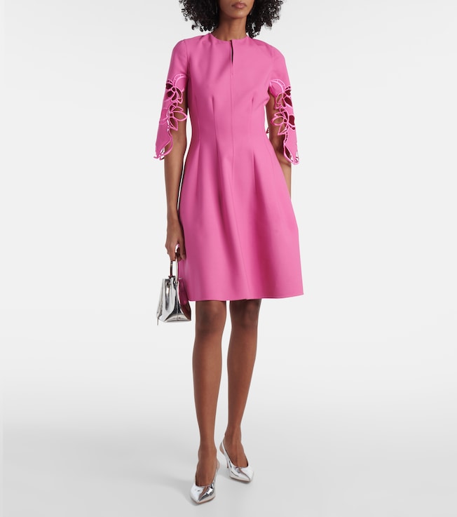 Oscar de la Renta Embroidered wool-blend lace midi dress