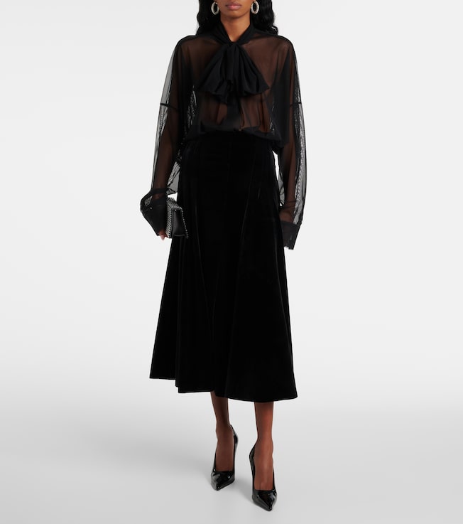 Norma Kamali Bow-detail oversized mesh bodysuit