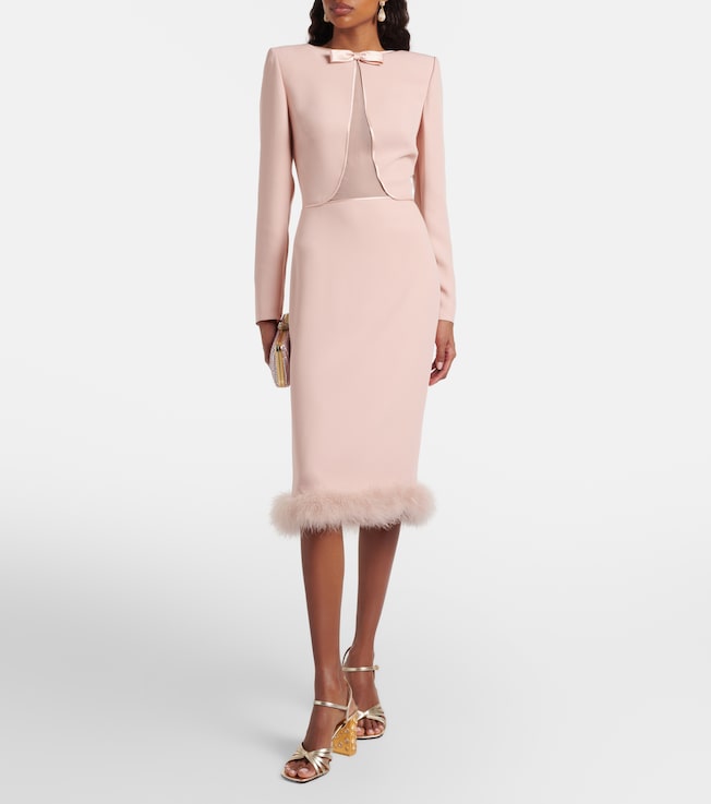 Valentino Cady Couture feather-trimmed midi dress