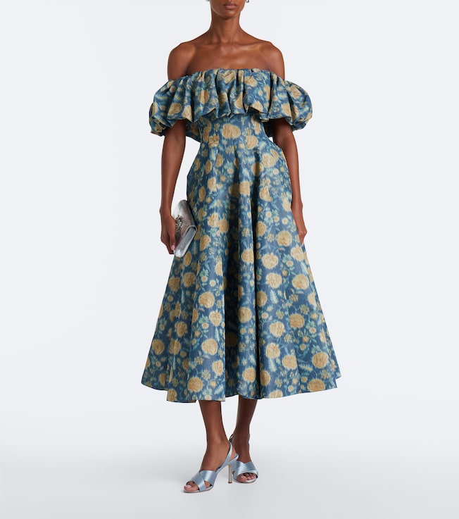 Markarian Freesia floral off-shoulder bustier dress